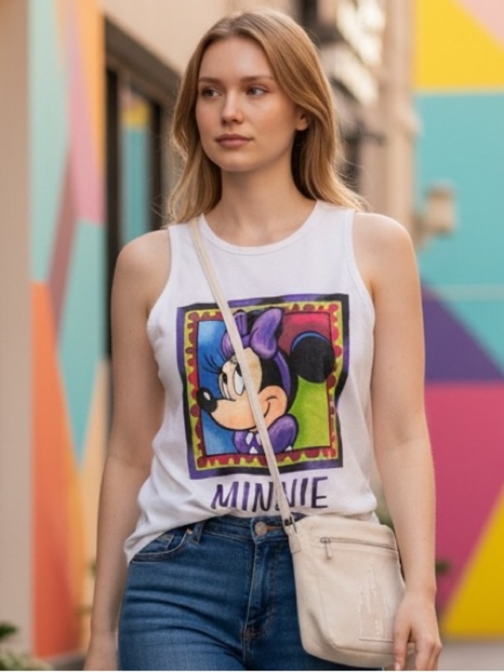 Vintage 90s Walt Disney World Minnie Mouse Distressed Tank Top Made in USA L